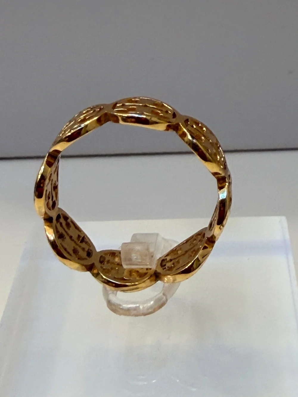 Tory Burch Gold Tone Logo Openwork Band Ring, Size 8